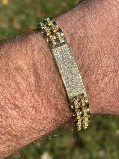 MOISSANITE Presidential ID Bracelet 14k Gold Vermeil Real 925 Silver Iced HipHop -Harlem Bling Shop italiano silver inc moissanite presidential id bracelet 14k gold vermeil real 925 silver iced hiphop 65726.1664361061