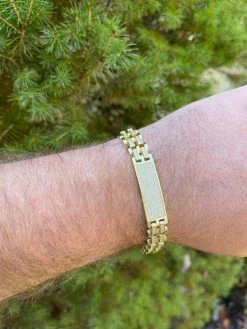 MOISSANITE Presidential ID Bracelet 14k Gold Vermeil Real 925 Silver Iced HipHop -Harlem Bling Shop italiano silver inc moissanite presidential id bracelet 14k gold vermeil real 925 silver iced hiphop 73076.1664360886