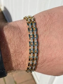 MOISSANITE Presidential ID Panther Bracelet 14k Gold Plated Real 925 Silver Iced -Harlem Bling Shop italiano silver inc moissanite presidential id panther bracelet 14k gold plated real 925 silver iced 11418.1683578919