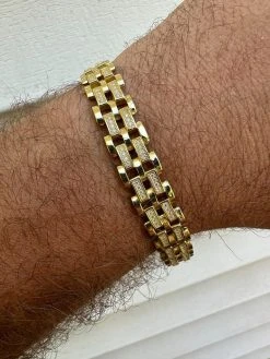 MOISSANITE Presidential ID Panther Bracelet 14k Gold Plated Real 925 Silver Iced -Harlem Bling Shop italiano silver inc moissanite presidential id panther bracelet 14k gold plated real 925 silver iced 27956.1683578969