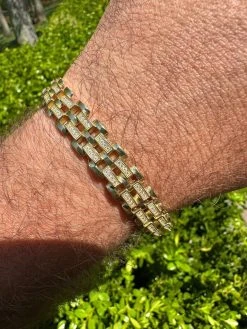 MOISSANITE Presidential ID Panther Bracelet 14k Gold Plated Real 925 Silver Iced -Harlem Bling Shop italiano silver inc moissanite presidential id panther bracelet 14k gold plated real 925 silver iced 33042.1683578869