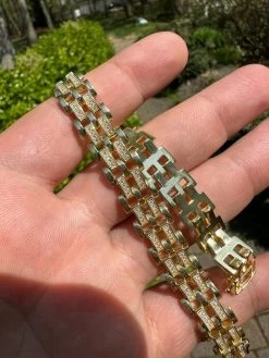 MOISSANITE Presidential ID Panther Bracelet 14k Gold Plated Real 925 Silver Iced -Harlem Bling Shop italiano silver inc moissanite presidential id panther bracelet 14k gold plated real 925 silver iced 72564.1683578981