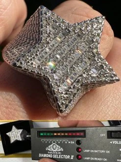 4.65ct MOISSANITE Real 925 Silver Iced Out Baguette Star Ring Pass Diamond Test