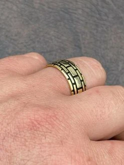 Real 14k Gold & Solid 925 Sterling Silver Mens Plain Ring Wedding Band Size 7-13 -Harlem Bling Shop italiano silver inc real 14k gold and solid 925 sterling silver mens plain ring wedding band size 7 13 63084.1664394735