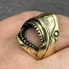 Real 14k Gold Over 925 Sterling Silver Mens Great White Shark Teeth JAWS Ring -Harlem Bling Shop italiano silver inc real 14k gold over 925 sterling silver mens great white shark teeth jaws ring 22144.1664391104