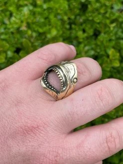 Real 14k Gold Over 925 Sterling Silver Mens Great White Shark Teeth JAWS Ring -Harlem Bling Shop italiano silver inc real 14k gold over 925 sterling silver mens great white shark teeth jaws ring 56642.1664391778