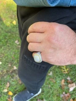 Real 14k Gold Vermeil 925 Sterling Silver Men's Diamond Pinky Ring Hip Hop Iced -Harlem Bling Shop italiano silver inc real 14k gold vermeil 925 sterling silver mens diamond pinky ring hip hop iced 17665.1664355317