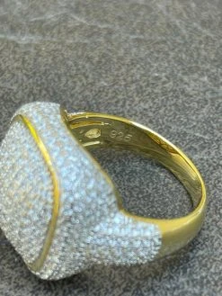 Real 14k Gold Vermeil 925 Sterling Silver Men's Diamond Pinky Ring Hip Hop Iced -Harlem Bling Shop italiano silver inc real 14k gold vermeil 925 sterling silver mens diamond pinky ring hip hop iced 38782.1664357196