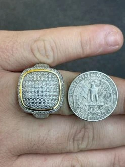 Real 14k Gold Vermeil 925 Sterling Silver Men's Diamond Pinky Ring Hip Hop Iced -Harlem Bling Shop italiano silver inc real 14k gold vermeil 925 sterling silver mens diamond pinky ring hip hop iced 40684.1664362648