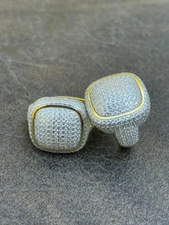 Real 14k Gold Vermeil 925 Sterling Silver Men's Diamond Pinky Ring Hip Hop Iced -Harlem Bling Shop italiano silver inc real 14k gold vermeil 925 sterling silver mens diamond pinky ring hip hop iced 43982.1664358349