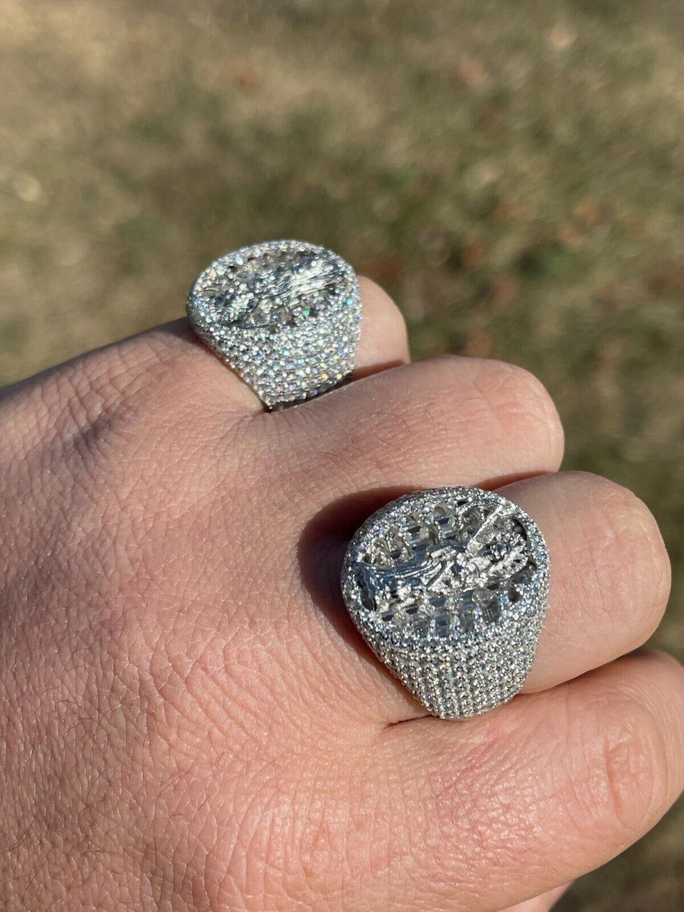 Real 925 Silver Baguette Diamond Grim Reaper Santa Muerte Iced Mens Hip Hop Ring 8 Real 925 Silver Baguette Diamond Grim Reaper Santa Muerte Iced Mens Hip Hop Ring - Image 6