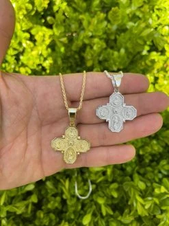 Real 925 Silver Gold Four 4 Way Catholic Cross Pendant Men's Miraculous Necklace 21 Real 925 Silver Gold Four 4 Way Catholic Cross Pendant Men's Miraculous Necklace -Harlem Bling Shop italiano silver inc real 925 silver gold four 4 way catholic cross pendant mens miraculous necklace 03206.1664398039
