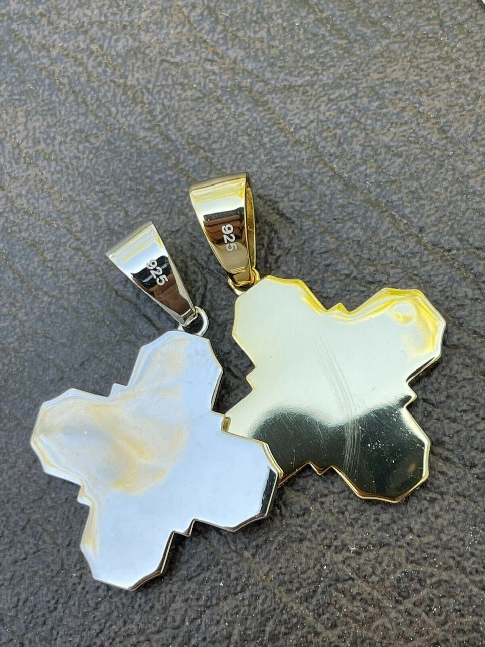 Real 925 Silver Gold Four 4 Way Catholic Cross Pendant Men's Miraculous Necklace 14 Real 925 Silver Gold Four 4 Way Catholic Cross Pendant Men's Miraculous Necklace - Image 12