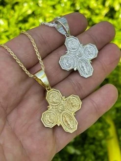 Real 925 Silver Gold Four 4 Way Catholic Cross Pendant Men's Miraculous Necklace 20 Real 925 Silver Gold Four 4 Way Catholic Cross Pendant Men's Miraculous Necklace -Harlem Bling Shop italiano silver inc real 925 silver gold four 4 way catholic cross pendant mens miraculous necklace 39196.1664394681