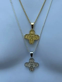 Real 925 Silver Gold Four 4 Way Catholic Cross Pendant Men's Miraculous Necklace 24 Real 925 Silver Gold Four 4 Way Catholic Cross Pendant Men's Miraculous Necklace -Harlem Bling Shop italiano silver inc real 925 silver gold four 4 way catholic cross pendant mens miraculous necklace 44156.1664388947