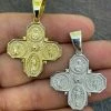 Real 925 Silver Gold Four 4 Way Catholic Cross Pendant Men's Miraculous Necklace -Harlem Bling Shop italiano silver inc real 925 silver gold four 4 way catholic cross pendant mens miraculous necklace 67237.1664399454