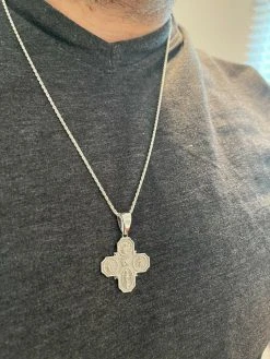 Real 925 Silver Gold Four 4 Way Catholic Cross Pendant Men's Miraculous Necklace 16 Real 925 Silver Gold Four 4 Way Catholic Cross Pendant Men's Miraculous Necklace -Harlem Bling Shop italiano silver inc real 925 silver gold four 4 way catholic cross pendant mens miraculous necklace 84674.1664377226