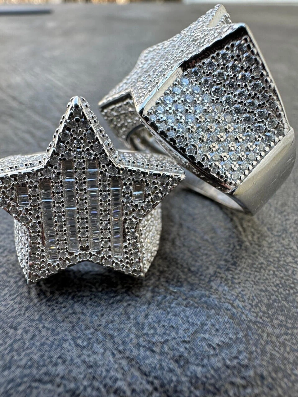 Real 925 Sterling Silver Iced Baguette Star Shaped Ring Pass Tester Hip Hop Out 9 Real 925 Sterling Silver Iced Baguette Star Shaped Ring Pass Tester Hip Hop Out - Image 7