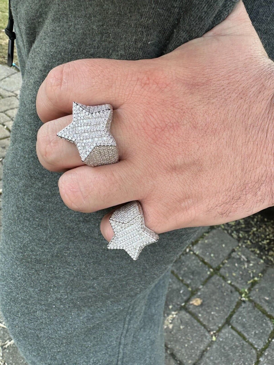 Real 925 Sterling Silver Iced Baguette Star Shaped Ring Pass Tester Hip Hop Out 15 Real 925 Sterling Silver Iced Baguette Star Shaped Ring Pass Tester Hip Hop Out - Image 13