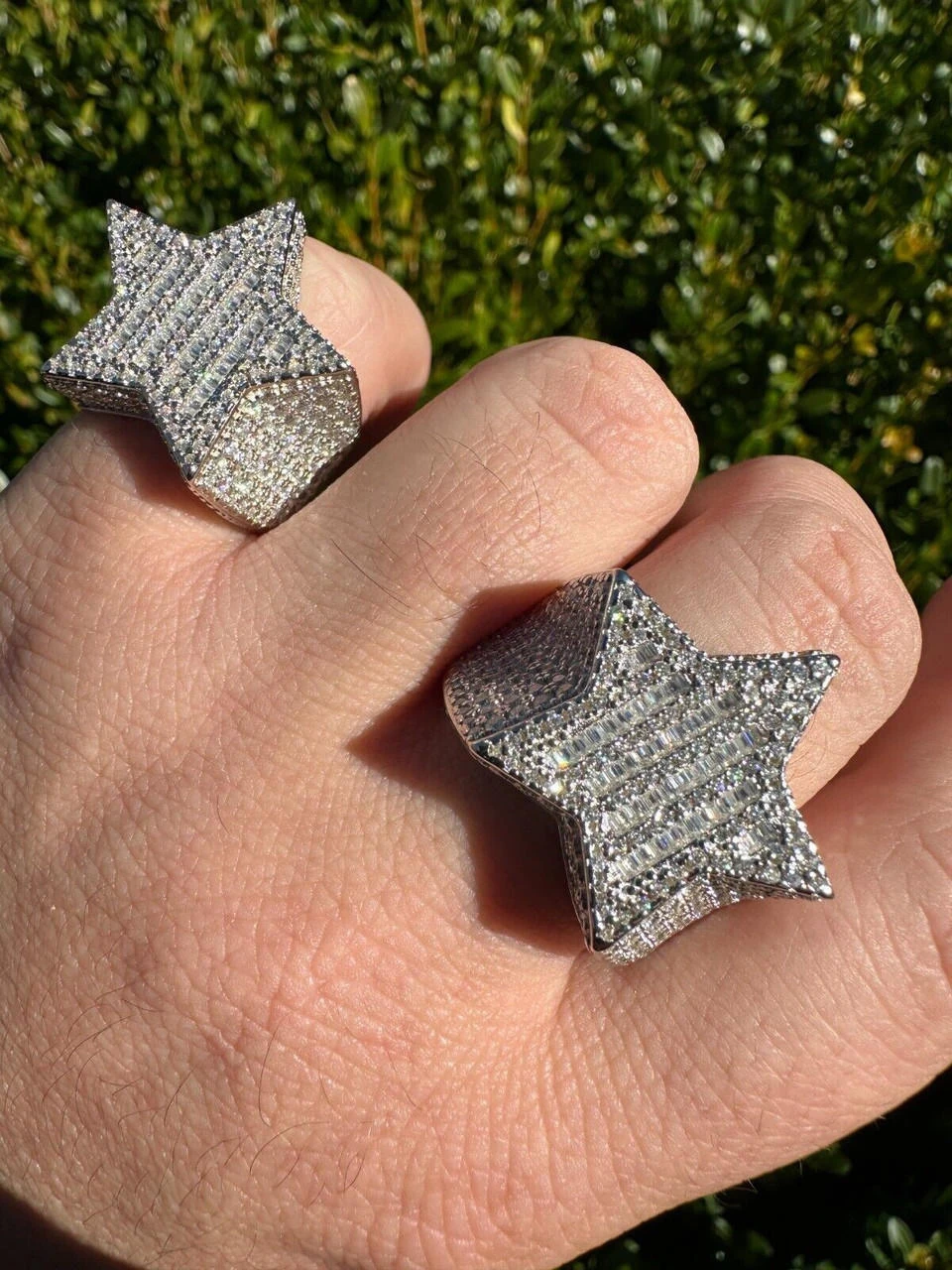 Real 925 Sterling Silver Iced Baguette Star Shaped Ring Pass Tester Hip Hop Out 13 Real 925 Sterling Silver Iced Baguette Star Shaped Ring Pass Tester Hip Hop Out - Image 11