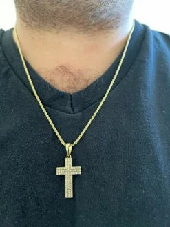 Real 925 Sterling Silver Or Gold Cross Crucifix Pendant Necklace Iced 1" Small 22 Real 925 Sterling Silver Or Gold Cross Crucifix Pendant Necklace Iced 1" Small -Harlem Bling Shop italiano silver inc real 925 sterling silver or gold cross crucifix pendant necklace iced 1 small 29201.1664378071