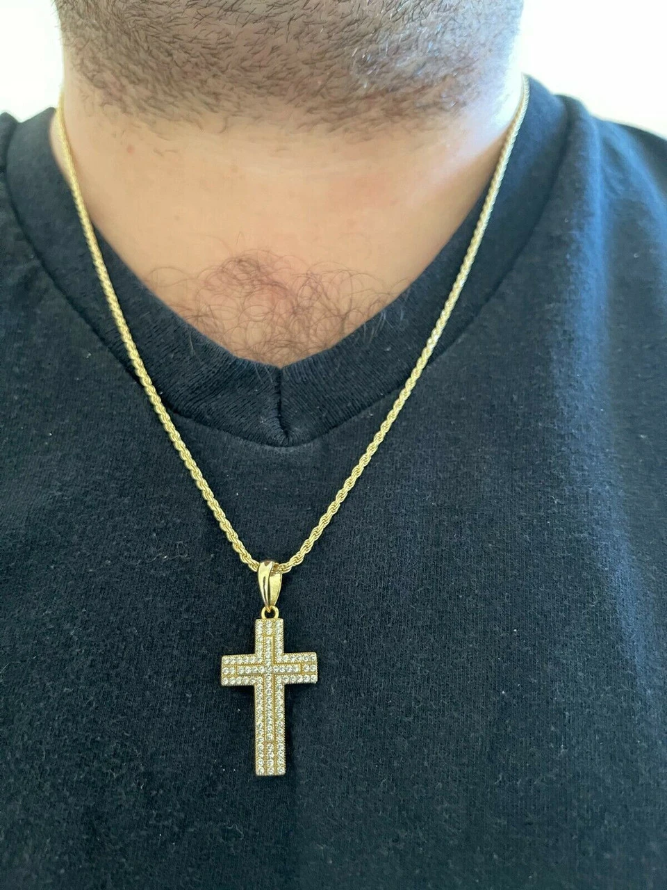 Real 925 Sterling Silver Or Gold Cross Crucifix Pendant Necklace Iced 1" Small 12 Real 925 Sterling Silver Or Gold Cross Crucifix Pendant Necklace Iced 1" Small - Image 10