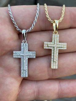 Real 925 Sterling Silver Or Gold Cross Crucifix Pendant Necklace Iced 1" Small 20 Real 925 Sterling Silver Or Gold Cross Crucifix Pendant Necklace Iced 1" Small -Harlem Bling Shop italiano silver inc real 925 sterling silver or gold cross crucifix pendant necklace iced 1 small 45747.1664376082