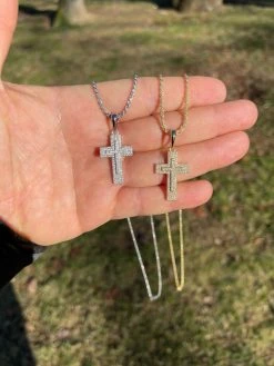 Real 925 Sterling Silver Or Gold Cross Crucifix Pendant Necklace Iced 1" Small 18 Real 925 Sterling Silver Or Gold Cross Crucifix Pendant Necklace Iced 1" Small -Harlem Bling Shop italiano silver inc real 925 sterling silver or gold cross crucifix pendant necklace iced 1 small 74606.1664388340