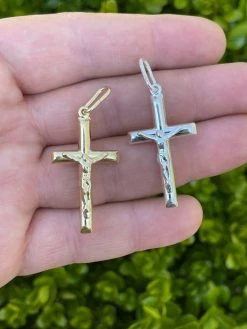 Real 925 Sterling Silver Plain Gold Cross Jesus Crucifix Pendant Men Women Charm 19 Real 925 Sterling Silver Plain Gold Cross Jesus Crucifix Pendant Men Women Charm -Harlem Bling Shop italiano silver inc real 925 sterling silver plain gold cross jesus crucifix pendant men women charm 36372.1664380914