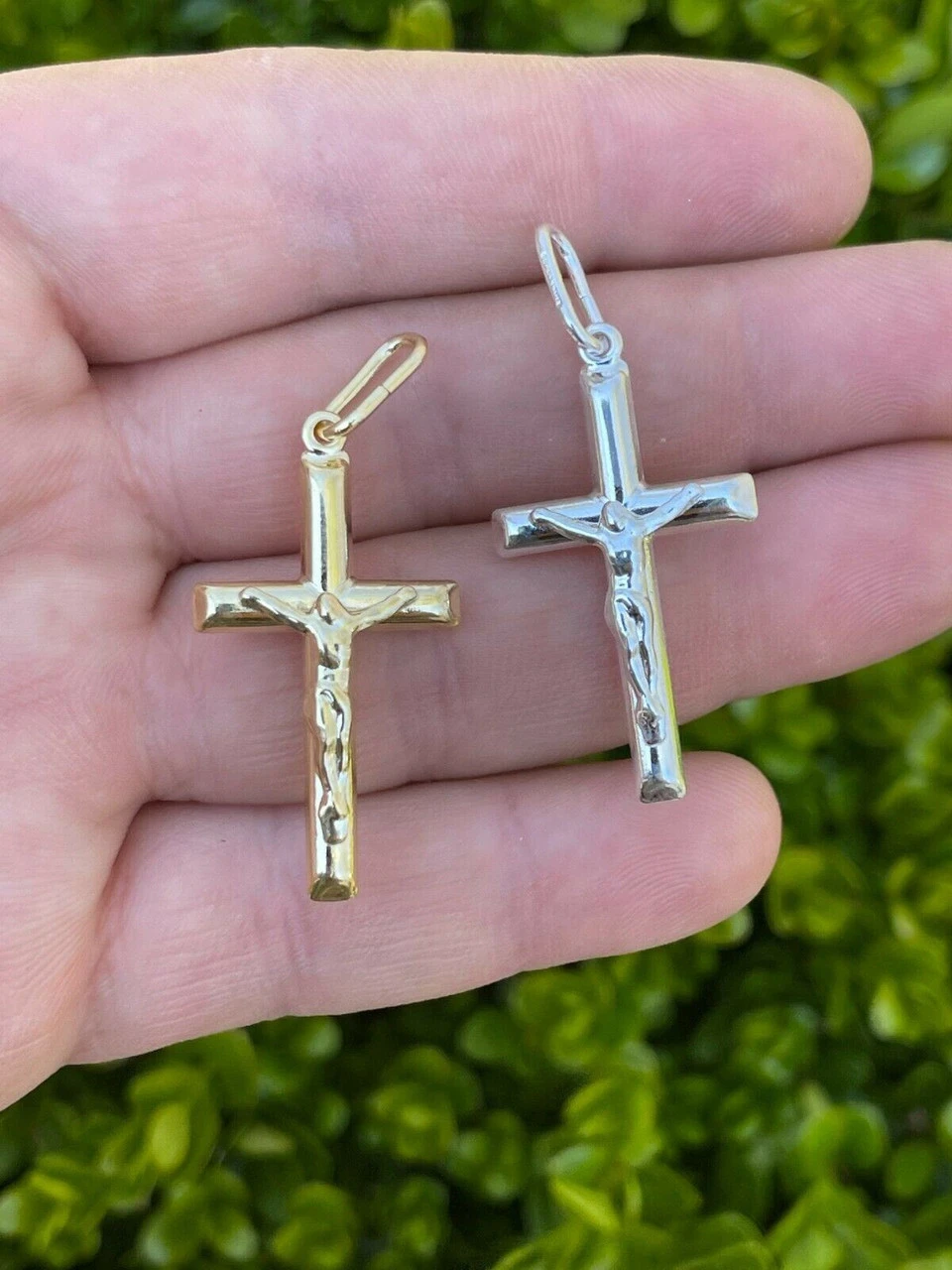 Real 925 Sterling Silver Plain Gold Cross Jesus Crucifix Pendant Men Women Charm 10 Real 925 Sterling Silver Plain Gold Cross Jesus Crucifix Pendant Men Women Charm - Image 8