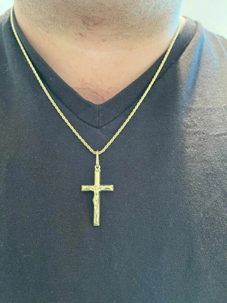 Real 925 Sterling Silver Plain Gold Cross Jesus Crucifix Pendant Men Women Charm 11 Real 925 Sterling Silver Plain Gold Cross Jesus Crucifix Pendant Men Women Charm - Image 9