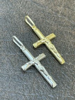 Real 925 Sterling Silver Plain Gold Cross Jesus Crucifix Pendant Men Women Charm 13 Real 925 Sterling Silver Plain Gold Cross Jesus Crucifix Pendant Men Women Charm -Harlem Bling Shop italiano silver inc real 925 sterling silver plain gold cross jesus crucifix pendant men women charm 86568.1665670616