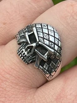 Real 925 Sterling Silver Ring Punisher Terminator Half Skull Size 7 8 9 10 11 12
