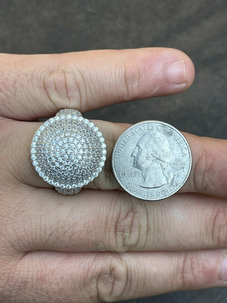 Real 925 Sterling Silver Round 3D Men's Diamond Pinky Ring Iced Bling Jewelry 13 Real 925 Sterling Silver Round 3D Men's Diamond Pinky Ring Iced Bling Jewelry - Image 11