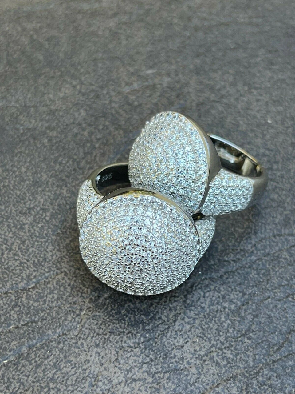 Real 925 Sterling Silver Round 3D Men's Diamond Pinky Ring Iced Bling Jewelry 14 Real 925 Sterling Silver Round 3D Men's Diamond Pinky Ring Iced Bling Jewelry - Image 12