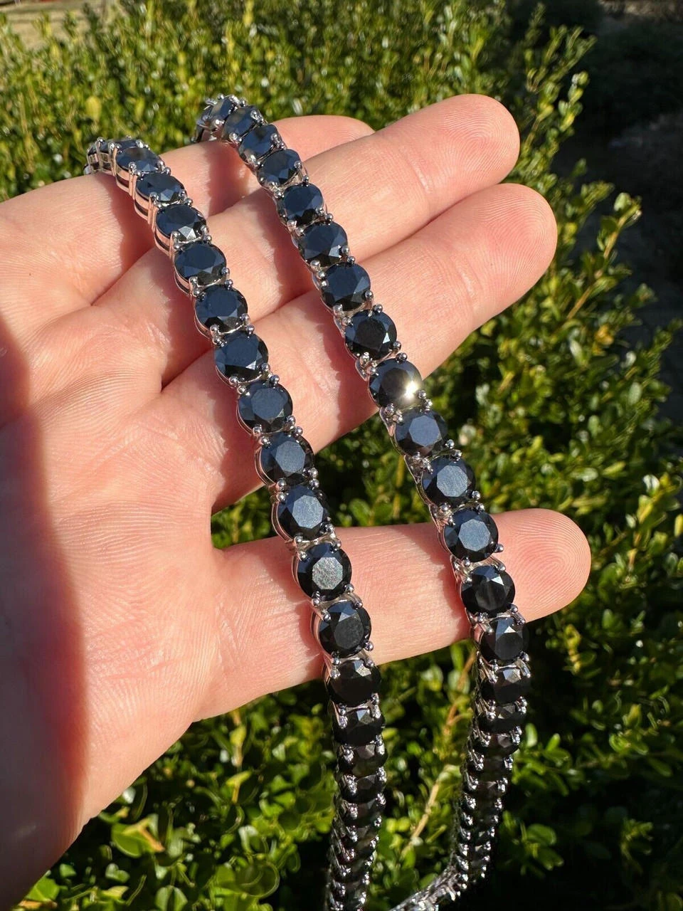 Real Black MOISSANITE 5mm Tennis Chain 925 Silver Iced Necklace Pass Tester 13 Real Black MOISSANITE 5mm Tennis Chain 925 Silver Iced Necklace Pass Tester - Image 11