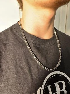 Real Black MOISSANITE 5mm Tennis Chain 925 Silver Iced Necklace Pass Tester 36 Real Black MOISSANITE 5mm Tennis Chain 925 Silver Iced Necklace Pass Tester -Harlem Bling Shop italiano silver inc real black moissanite 5mm tennis chain 925 silver iced necklace pass tester 19658.1676658202