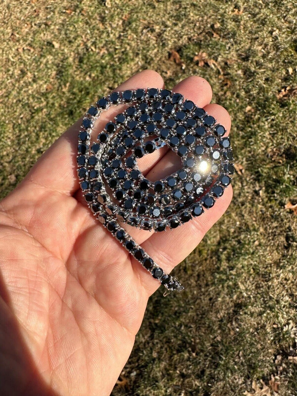 Real Black MOISSANITE 5mm Tennis Chain 925 Silver Iced Necklace Pass Tester 16 Real Black MOISSANITE 5mm Tennis Chain 925 Silver Iced Necklace Pass Tester - Image 14