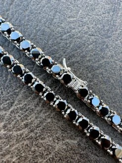 Real Black MOISSANITE 5mm Tennis Chain 925 Silver Iced Necklace Pass Tester 27 Real Black MOISSANITE 5mm Tennis Chain 925 Silver Iced Necklace Pass Tester -Harlem Bling Shop italiano silver inc real black moissanite 5mm tennis chain 925 silver iced necklace pass tester 24553.1676658254