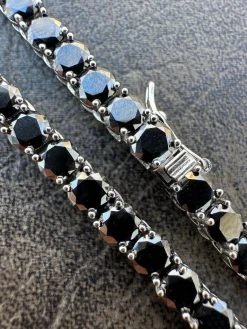 Real Black MOISSANITE 5mm Tennis Chain 925 Silver Iced Necklace Pass Tester 35 Real Black MOISSANITE 5mm Tennis Chain 925 Silver Iced Necklace Pass Tester -Harlem Bling Shop italiano silver inc real black moissanite 5mm tennis chain 925 silver iced necklace pass tester 45782.1676658105