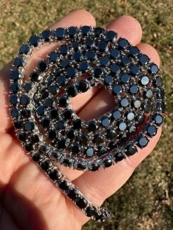 Real Black MOISSANITE 5mm Tennis Chain 925 Silver Iced Necklace Pass Tester 23 Real Black MOISSANITE 5mm Tennis Chain 925 Silver Iced Necklace Pass Tester -Harlem Bling Shop italiano silver inc real black moissanite 5mm tennis chain 925 silver iced necklace pass tester 84096.1676658349