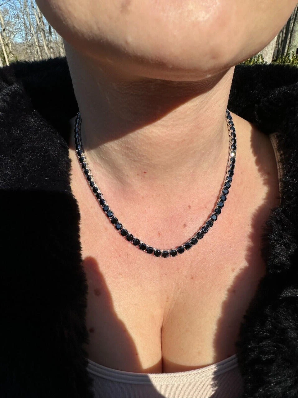 Real Black MOISSANITE 5mm Tennis Chain 925 Silver Iced Necklace Pass Tester 5 Real Black MOISSANITE 5mm Tennis Chain 925 Silver Iced Necklace Pass Tester - Image 3