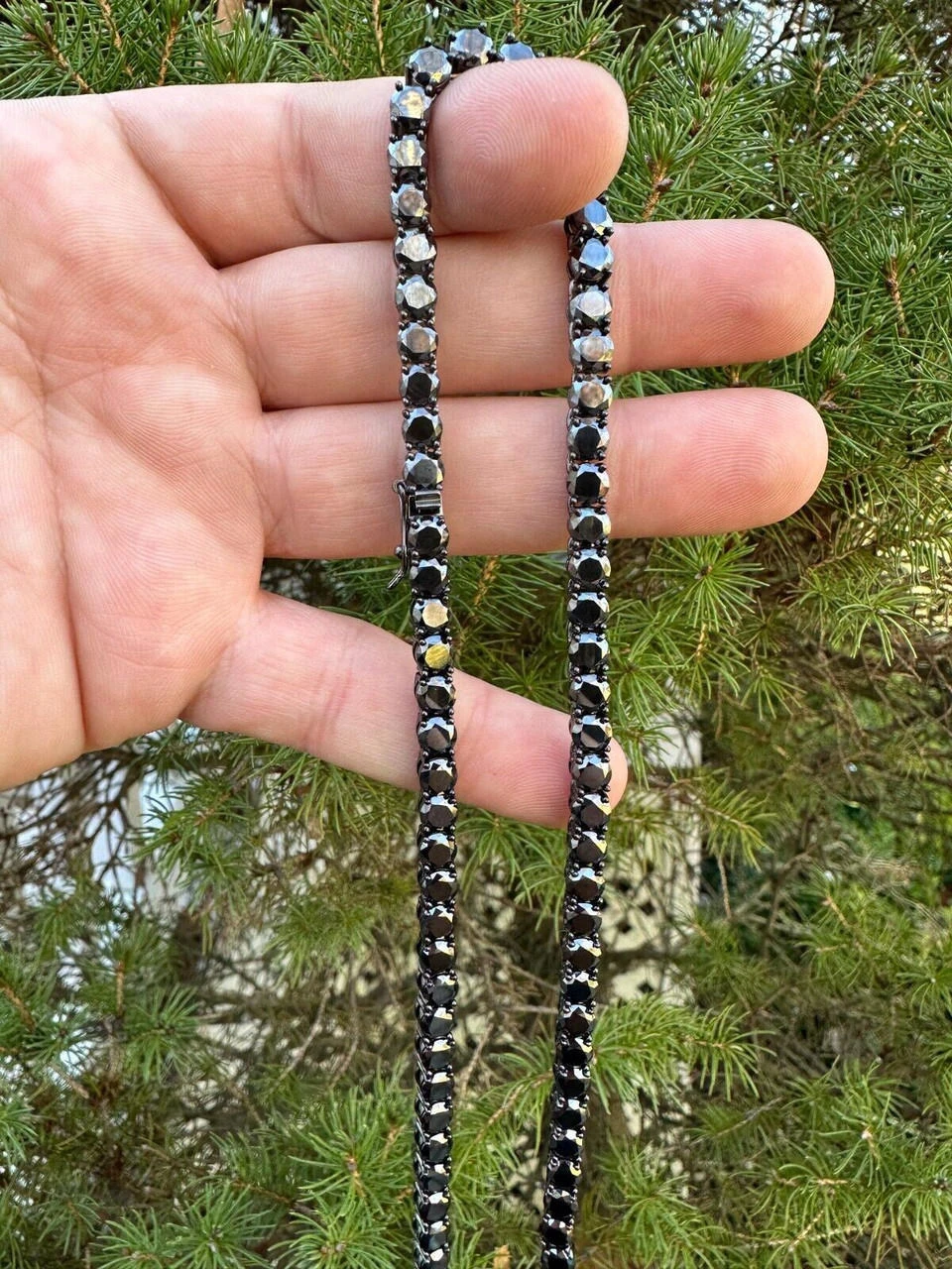 Real Black MOISSANITE 5mm Tennis Chain Black Rhodium 925 Silver Iced Necklace 19 Real Black MOISSANITE 5mm Tennis Chain Black Rhodium 925 Silver Iced Necklace - Image 17