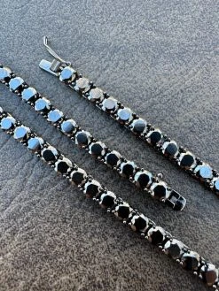 Real Black MOISSANITE 5mm Tennis Chain Black Rhodium 925 Silver Iced Necklace 24 Real Black MOISSANITE 5mm Tennis Chain Black Rhodium 925 Silver Iced Necklace -Harlem Bling Shop italiano silver inc real black moissanite 5mm tennis chain black rhodium 925 silver iced necklace 17210.1676658305