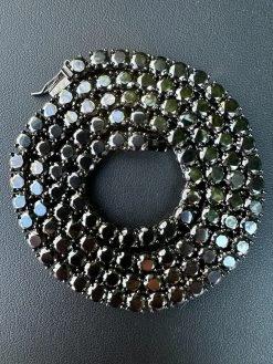 Real Black MOISSANITE 5mm Tennis Chain Black Rhodium 925 Silver Iced Necklace 35 Real Black MOISSANITE 5mm Tennis Chain Black Rhodium 925 Silver Iced Necklace -Harlem Bling Shop italiano silver inc real black moissanite 5mm tennis chain black rhodium 925 silver iced necklace 18728.1676658103