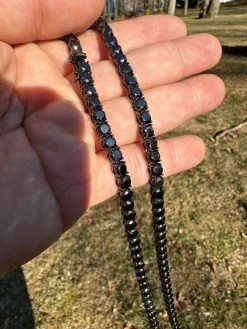 Real Black MOISSANITE 5mm Tennis Chain Black Rhodium 925 Silver Iced Necklace 31 Real Black MOISSANITE 5mm Tennis Chain Black Rhodium 925 Silver Iced Necklace -Harlem Bling Shop italiano silver inc real black moissanite 5mm tennis chain black rhodium 925 silver iced necklace 21985.1676658223
