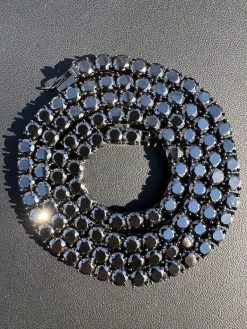 Real Black MOISSANITE 5mm Tennis Chain Black Rhodium 925 Silver Iced Necklace 34 Real Black MOISSANITE 5mm Tennis Chain Black Rhodium 925 Silver Iced Necklace -Harlem Bling Shop italiano silver inc real black moissanite 5mm tennis chain black rhodium 925 silver iced necklace 39797.1676658108