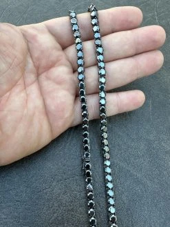 Real Black MOISSANITE 5mm Tennis Chain Black Rhodium 925 Silver Iced Necklace 22 Real Black MOISSANITE 5mm Tennis Chain Black Rhodium 925 Silver Iced Necklace -Harlem Bling Shop italiano silver inc real black moissanite 5mm tennis chain black rhodium 925 silver iced necklace 56521.1676658079