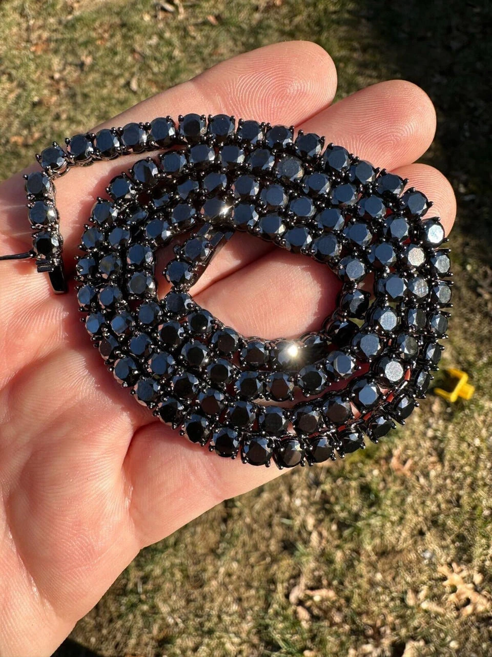 Real Black MOISSANITE 5mm Tennis Chain Black Rhodium 925 Silver Iced Necklace 5 Real Black MOISSANITE 5mm Tennis Chain Black Rhodium 925 Silver Iced Necklace - Image 3