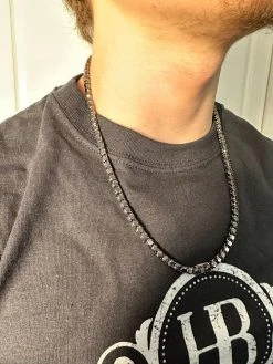 Real Black MOISSANITE 5mm Tennis Chain Black Rhodium 925 Silver Iced Necklace 39 Real Black MOISSANITE 5mm Tennis Chain Black Rhodium 925 Silver Iced Necklace -Harlem Bling Shop italiano silver inc real black moissanite 5mm tennis chain black rhodium 925 silver iced necklace 71826.1676658171